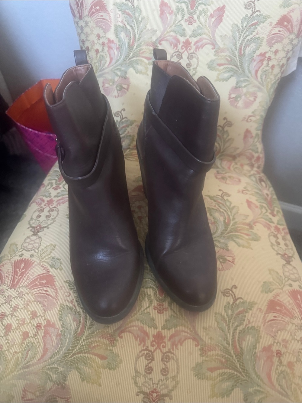 Lucky Brand Dark Brown Leather Heeled Ankle Boots